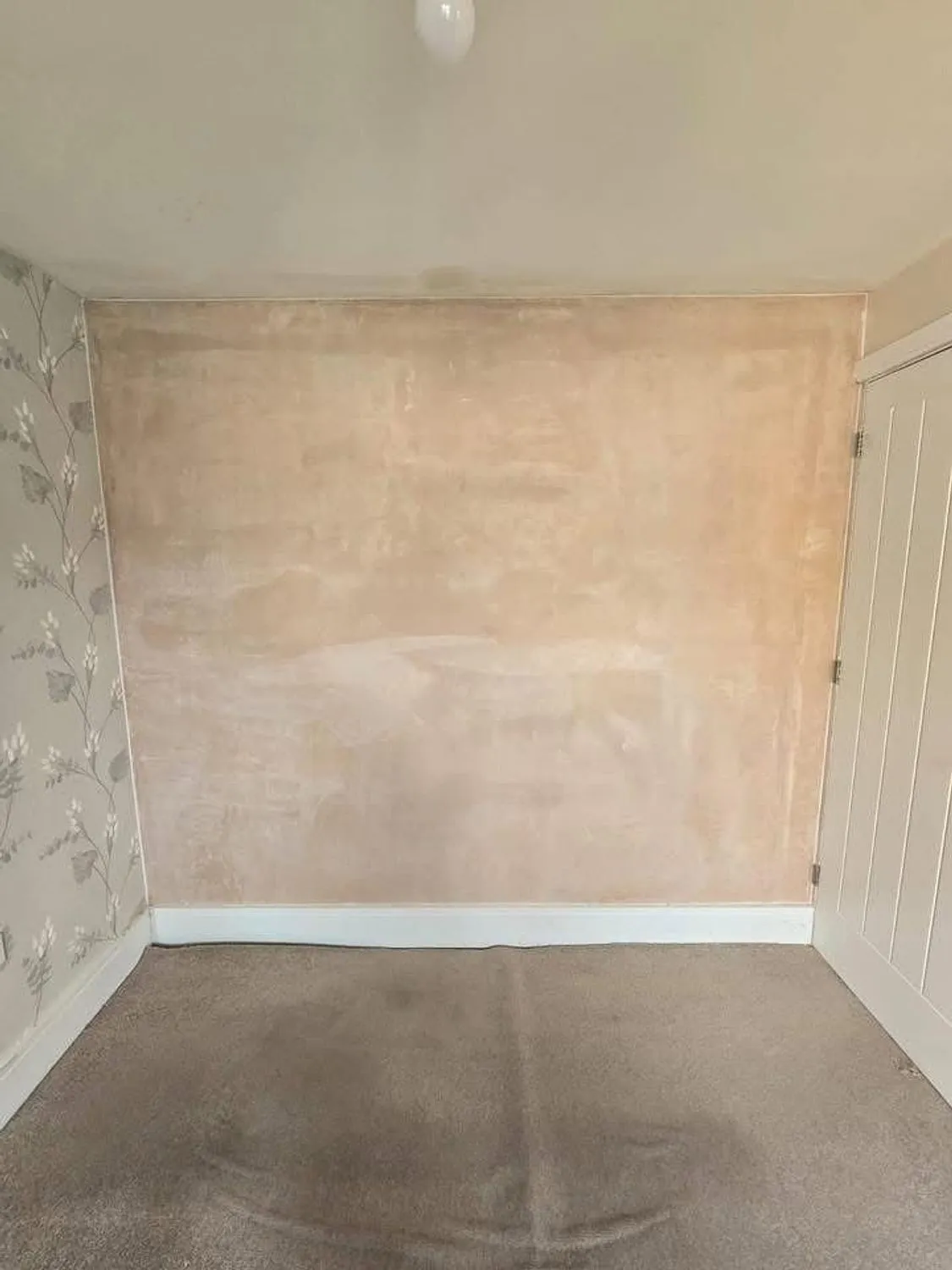 Under stairs space plastered and finished
